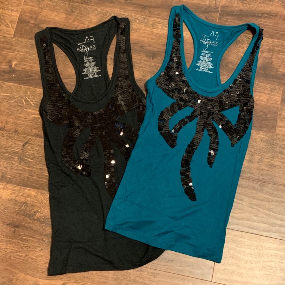 Miley Cyrus Max Azria Bow Tank Tops